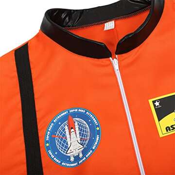 Haorugut Astronaut Spaceman Costume for Mens Space Explorer Jumpsuit Flight Suit Adults Astronaut Cosplay Costumes Orange S