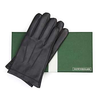 Downholme Classic Leather Cashmere Lined Gloves for Men - Luxe Warmth in Black