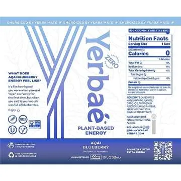 Yerbaé Energy Seltzer - Variety Performance Pack, 0 Sugar, 0 Calories, 0 Carbs. Yerbae is Energized by Yerba Mate, Naturally Caffeinated & Plant-Based, Healthy Alternative to Coffee and Sugary Sodas, 12oz cans (12 Pack)