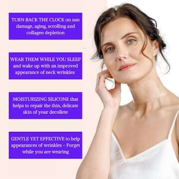 BLUMBODY Neck Wrinkle Patches - Anti Aging Neck Wrinkle Pads for More Visible Skin Firming & Neck Tightening - Overnight Reusable Silicone Wrinkle Patches - Crepe Erase & Neck Lift (1.5-mo Supply)