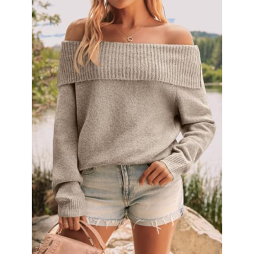 LILLUSORY Women’s Off The Shoulder Sweater - Cozy & Stylish Oversized Fall Essential
