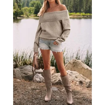 LILLUSORY Off The Shoulder Cozy Sweater for Women