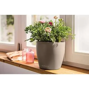 Lechuza Classico Color Self-Watering Planter - 9" Sand Brown