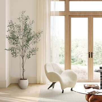 Realistic 7ft LYERSE Faux Olive Tree for Home Decor