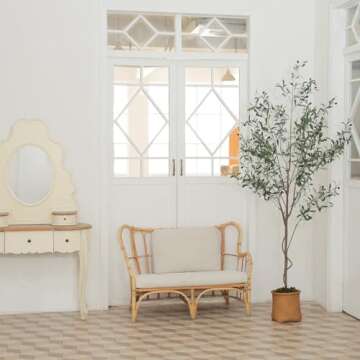 Realistic 7ft LYERSE Faux Olive Tree for Home Decor