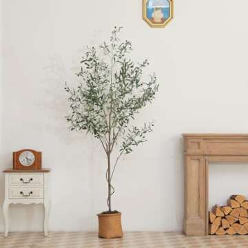 Realistic 7ft LYERSE Faux Olive Tree for Home Decor