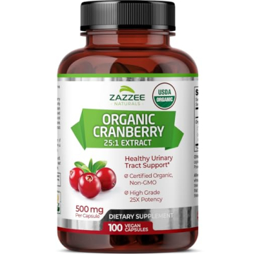 Zazzee Organic Cranberry Capsules for Urinary Support