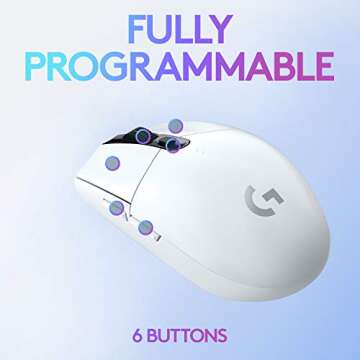 Logitech G305 LIGHTSPEED Wireless Gaming Mouse, Hero 12K Sensor, 12,000 DPI, Lightweight, 6 Programmable Buttons, 250h Battery Life, On-Board Memory, PC/Mac - White