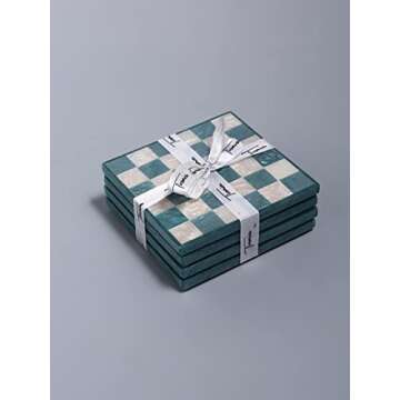 YoTreasure Tiramisu Blue Resin Coaster for Home - Set of 4