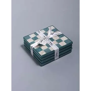 YoTreasure Tiramisu Blue Resin Coaster for Home - Set of 4