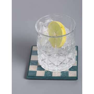 YoTreasure Tiramisu Blue Resin Coaster for Home - Set of 4