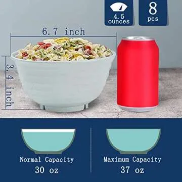 Unbreakable Eco-Friendly Cereal Bowls - Set of 8, 30 OZ