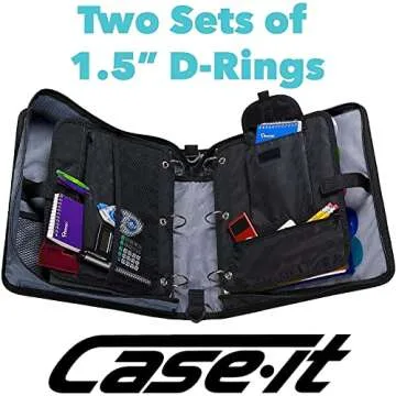 Case-it The Dual 2-in-1 Zipper Binder - Two 1.5 Inch D-Rings - Includes Pencil Pouch - Multiple Pockets - 600 Sheet Capacity - Comes with Shoulder Strap - Spearmint Dual-101