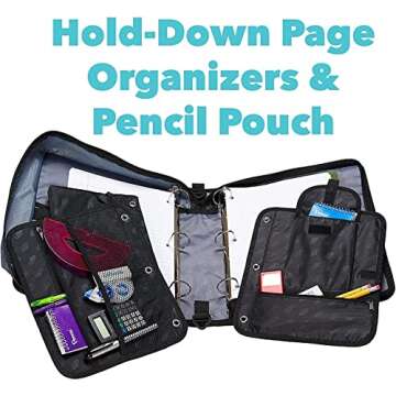 Case-it The Dual 2-in-1 Zipper Binder - Two 1.5 Inch D-Rings - Includes Pencil Pouch - Multiple Pockets - 600 Sheet Capacity - Comes with Shoulder Strap - Spearmint Dual-101