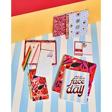 ban.do Pink/Red Floral Rough Draft Large Spiral Notebook, 11" x 9" with Pockets and 160 College Ruled Pages, Las Flores