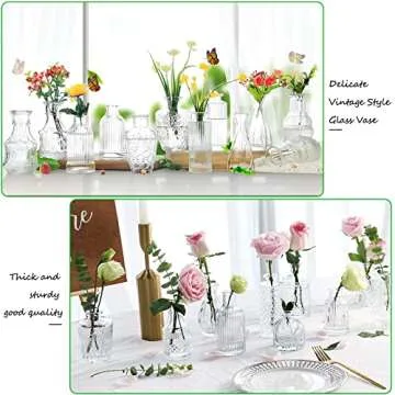 Glass Bud Vases -Set of 20 for Flowers, Small Clear Bud Vases in Bulk for Centerpieces Home Decor, Mini Glass Assorted for Rustic Wedding Floral Arrangements Home Table Decorations