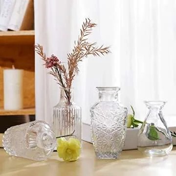 Glass Bud Vases -Set of 20 for Flowers, Small Clear Bud Vases in Bulk for Centerpieces Home Decor, Mini Glass Assorted for Rustic Wedding Floral Arrangements Home Table Decorations