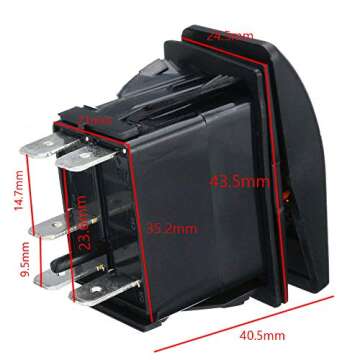 ESUPPORT Car Blue LED Bar Light Rocker Toggle Switch ON OFF 12V 20A, 24V 10A