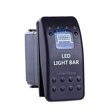 ESUPPORT Car Blue LED Bar Light Rocker Toggle Switch ON OFF 12V 20A, 24V 10A