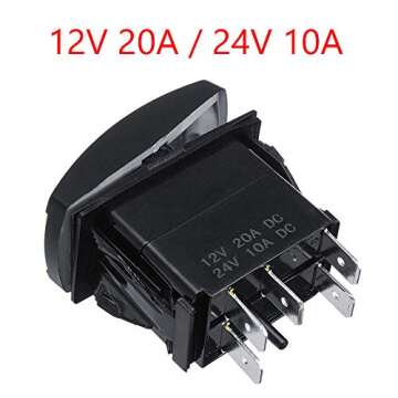 ESUPPORT Car Blue LED Bar Light Rocker Toggle Switch ON OFF 12V 20A, 24V 10A