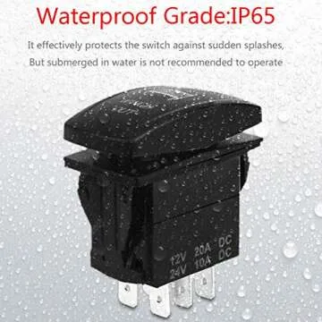 ESUPPORT Car Blue LED Bar Light Rocker Toggle Switch ON OFF 12V 20A, 24V 10A