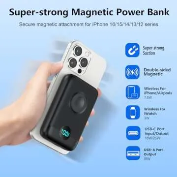 Magnetic Portable Charger 10800mAh for iPhone & Apple Watch