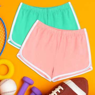 URATOT Women's Cotton Shorts Gym Shorts Yoga Shorts Summer Running Active Shorts Dance Elastic Shorts, Pack of 2 Pink, Mint