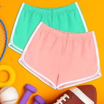 URATOT Women's Cotton Shorts Gym Shorts Yoga Shorts Summer Running Active Shorts Dance Elastic Shorts, Pack of 2 Pink, Mint