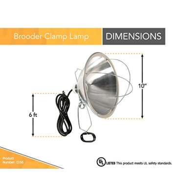 Woods Clamp Lamp with 10 Inch Reflector and Bulb Guard (300 Watt Bulb, 6 Foot Cord)
