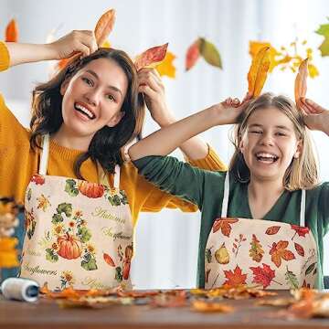 Whaline 2 Pack Fall Apron for Cooking & Thanksgiving