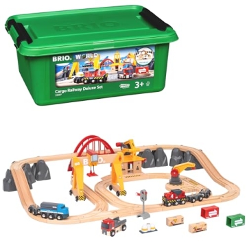 BRIO 33097 Cargo Railway Deluxe Set - 54 Piece Interactive Train Toy | Enhanced Wooden Tracks | Perf...