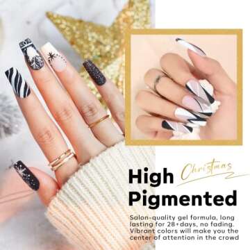 modelones Gel Polish Nail Art Gel Liner Set, 12 Colors Black Red Pink Yellow Green Glitter Trendy Color Gel Polish for Swirl French Tip Painting Designs Soak Off Built Thin Brush DIY Nail Starter Kit