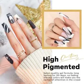 modelones Gel Polish Nail Art Gel Liner Set, 12 Colors Black Red Pink Yellow Green Glitter Trendy Color Gel Polish for Swirl French Tip Painting Designs Soak Off Built Thin Brush DIY Nail Starter Kit