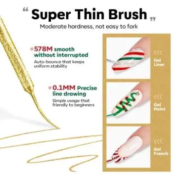 modelones Gel Polish Nail Art Gel Liner Set, 12 Colors Black Red Pink Yellow Green Glitter Trendy Color Gel Polish for Swirl French Tip Painting Designs Soak Off Built Thin Brush DIY Nail Starter Kit