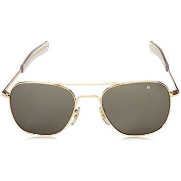 AO Eyewear Original Pilot 55mm Gold Frame with Bayonet Temples and True Color Grey Glass Lenses (OP55G.BA.TC)