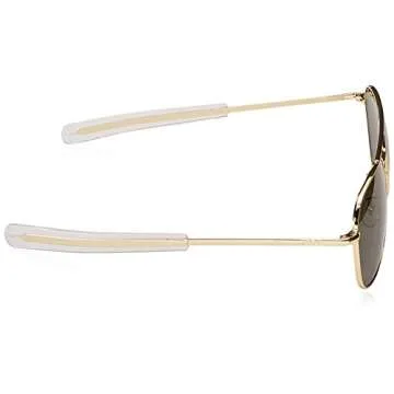 AO Eyewear Original Pilot 55mm Gold Frame with Bayonet Temples and True Color Grey Glass Lenses (OP55G.BA.TC)