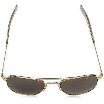 AO Eyewear Original Pilot 55mm Gold Frame with Bayonet Temples and True Color Grey Glass Lenses (OP55G.BA.TC)