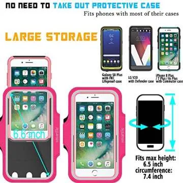 smartlle Arm Phone Holder for Running, Armband Cellphone for iPhone 15 14 13 12 11 Pro Max/XR/8 7 6s Plus, for Galaxy A/S/Note Up to 6.9’’, for Exercise Gym Fitness Sports Gear -Pink