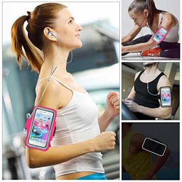 smartlle Arm Phone Holder for Running, Armband Cellphone for iPhone 15 14 13 12 11 Pro Max/XR/8 7 6s Plus, for Galaxy A/S/Note Up to 6.9’’, for Exercise Gym Fitness Sports Gear -Pink
