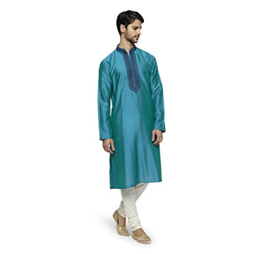 Ethnix by Raymond Men's Petrol Kurta Set - Elegant and Comfortable