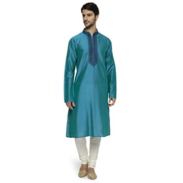 Ethnix by Raymond Men's Petrol Kurta Set - Elegant and Comfortable
