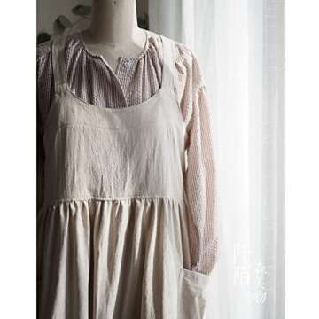 Uaussi Cotton Linen Apron - Stylish Cross Back Design with Pockets