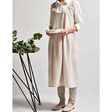 Uaussi Cotton Linen Cross Back Work Apron for All