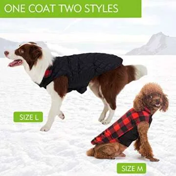 EXPAWLORER Plaid Dog Jackets for Winter Windproof Waterproof - Dog Coat for Cold Weather Reversible Dog Vest for Small Medium Large Dogs