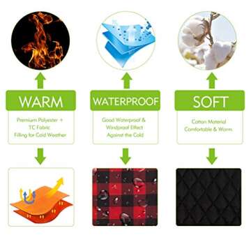 EXPAWLORER Plaid Dog Jackets for Winter Windproof Waterproof - Dog Coat for Cold Weather Reversible Dog Vest for Small Medium Large Dogs