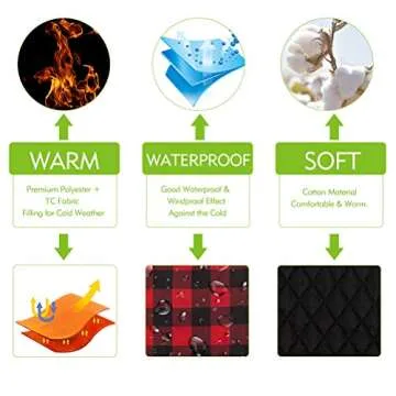 EXPAWLORER Plaid Dog Jackets for Winter Windproof Waterproof - Dog Coat for Cold Weather Reversible Dog Vest for Small Medium Large Dogs