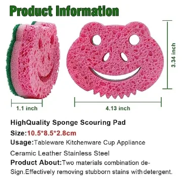 SmilePowo 12 Pack Scrub Sponge,Bulk Sponges,Dual-Sided Multi-Functional Premium Cleaning Sponges,Dishwashing Sponge for Heavy Duty Scouring Pads,Bathroom,Dish,Furniture,Kitchen Sponge(Frog Shape)