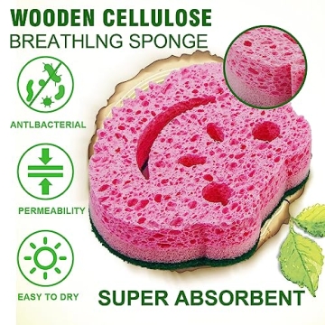 SmilePowo 12 Pack Scrub Sponge,Bulk Sponges,Dual-Sided Multi-Functional Premium Cleaning Sponges,Dishwashing Sponge for Heavy Duty Scouring Pads,Bathroom,Dish,Furniture,Kitchen Sponge(Frog Shape)