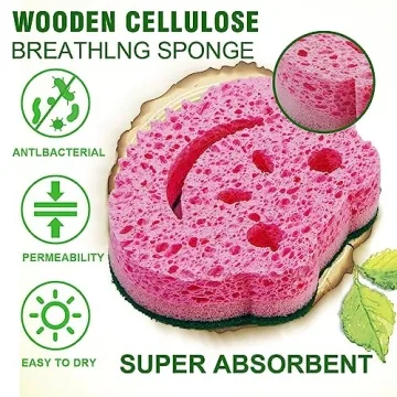 SmilePowo 12 Pack Scrub Sponge,Bulk Sponges,Dual-Sided Multi-Functional Premium Cleaning Sponges,Dishwashing Sponge for Heavy Duty Scouring Pads,Bathroom,Dish,Furniture,Kitchen Sponge(Frog Shape)