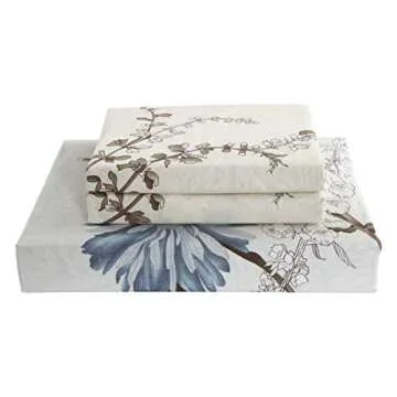 Swanson Beddings Daisy Silhouette Reversible Floral Print 5-Piece 100% Cotton Bedding Set: Duvet Cover, Two Pillowcases and Two Pillow Shams (Queen)